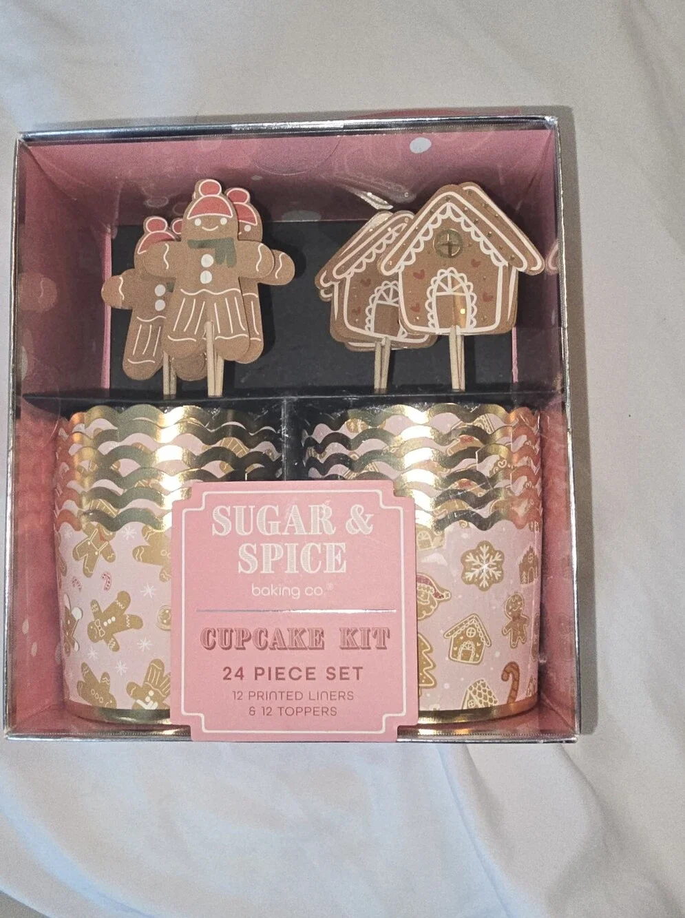 Sugar & Spice Pink Gingerbread Cupcake Kit - Festive 24-Piece Set